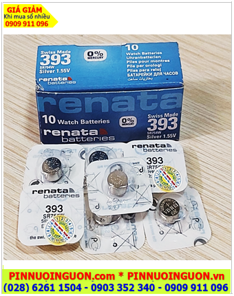 Pin 393_Pin AG5_Pin LR754; Pin Renata 393-AG5 Silver Oxide 1.55v chính hãng Made in Swiss | Vỉ 1 viên